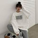 Chicmy 2023 Spring Autumn Oversized Hoodies Women Korean Style Bar Code Sweatshirts Harajuku Pullover Couple Friends Clothes Tops Loose