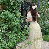 Chicmy Off The Shoulder Dresses Women Ruffles Floral Designer Fairy Elegant Dress Female Summer Evening Party Vintage Midi Dresses 2023