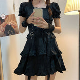 Chicmy Women's Gothic Lolita Dress Goth Punk Gothic Harajuku Mall Goth Style Bandage Black Dress Emo Clothes Dress Spring 2023