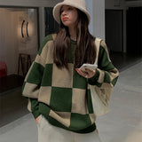 Chicmy Vintage Green Grandpa Sweater Women Casual Oversize Pullover Female Autumn Winter Korean Style O-Neck Warm Loose Knitted Jumpers