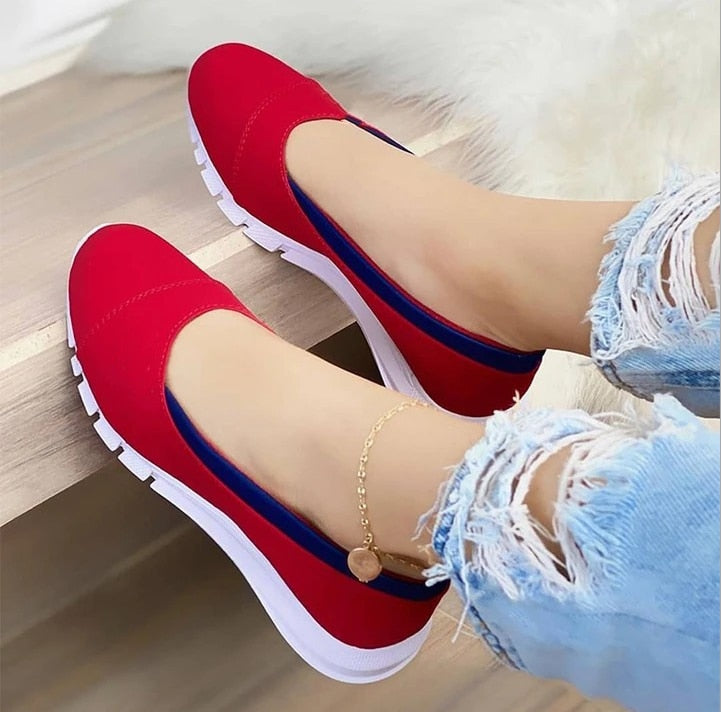 Christmas Gift Ladies Handmade Solid Color Women Shoes Classic Casual  Flat Heel Shoes Comfortable Non-Slip Fashion Zapatos De Mujer Sneakers