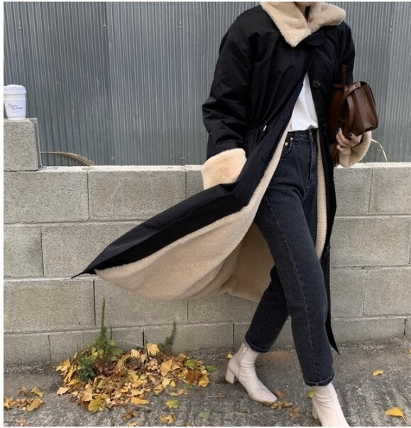 Chicmy Winter Coat Women Long Oversize Fashion Cashmere Wool Outerwear Female Long Thickening Warm Woolen Overcoat Womens Trench Coats