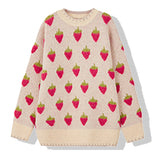 Chicmy Winter Knitted Sweater Women Strawberry Embroidery Oversized Pullovers Harajuku Casual O-Neck Loose Knitwear Jumper Sueter Mujer