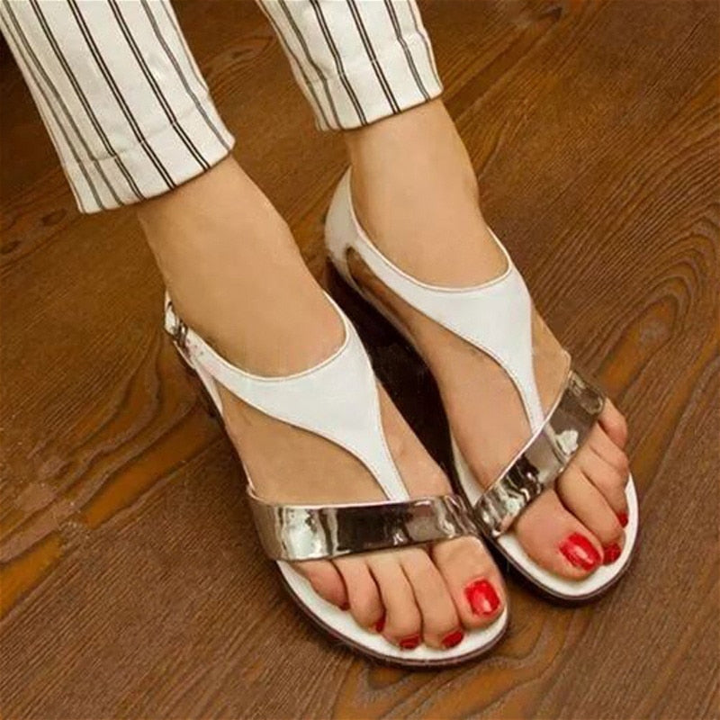 Christmas Gift MCCKLE Women's Sandals Women Summer Shoes Beach Low Heel Clip Toes Buckle Strap PU Leather Female Sandalias Ladies Casual 2023