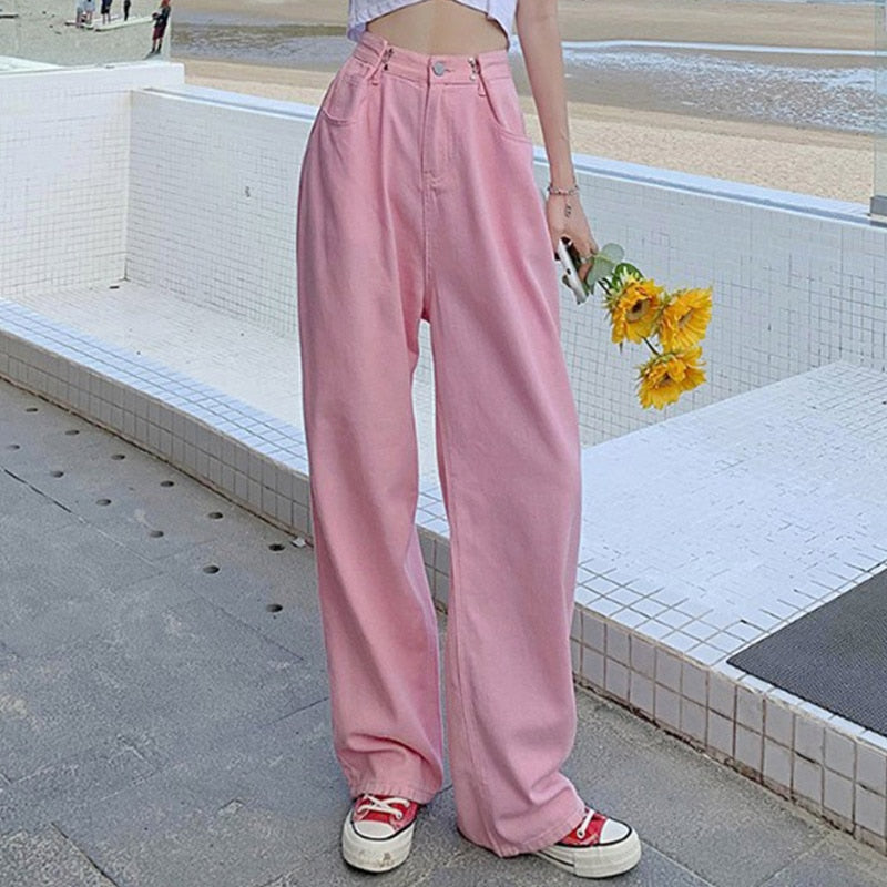 Chicmy Rose Y2K Baggy Jeans Woman High Waist Summer 2023 Fashion Streetwear Wide Leg Women Jeans Casual Cowboy Pant Front Zip