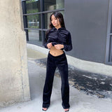 Chicmy New Diamante Rhinestones Velvet Activewear Letter Crop Jacket Long Pant 2 Piece Winter Outfits Embellished Casual Tracksuit