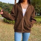 Chicmy Vintage Sweatshirt Women Fashion Long Sleeve Zip Up Hoodies Oversized Printed Thick Jacket Female Clothing Harajuku Pullover New