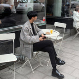 Chicmy-Korean style, Korean men's outfit, minimalist style, street fashion No. 413 PLAID BLAZER