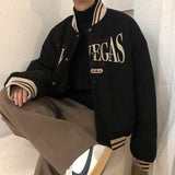 Chicmy-Korean style, Korean men's outfit, minimalist style, street fashion LAS VEGAS VARSITY JACKET