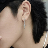 Chicmy-Korean style, Korean men's outfit, minimalist style, street fashionCROSS STAR PENDANT DANGLE EARRING