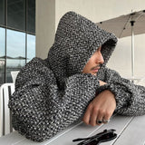 Chicmy-Korean style, Korean men's outfit, minimalist style, street fashion No. 7020 TWEED PULLOVER HOODIE