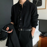 Chicmy-Korean style, Korean men's outfit, minimalist style, street fashion No. 5516 KNITTED FULL BUTTON-UP COLLAR SWEATER