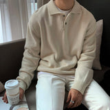 Chicmy-Korean style, Korean men's outfit, minimalist style, street fashion No. 6206 KNITTED COLLAR QUAER BUTTON-UP SWEATER