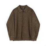 Chicmy-Korean style, Korean men's outfit, minimalist style, street fashion No. 5516 KNITTED FULL BUTTON-UP COLLAR SWEATER