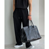 Chicmy-Korean style, Korean men's outfit, minimalist style, street fashion No. 9524 PLEATED SLEEVELESS SHI & WIDE DRAWSTRING PANTS