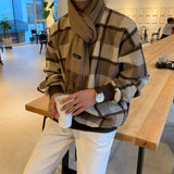 Chicmy-Korean style, Korean men's outfit, minimalist style, street fashion No. 3472 WOOLEN KNITTED PLAID SWEATER