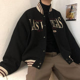 Chicmy-Korean style, Korean men's outfit, minimalist style, street fashion LAS VEGAS VARSITY JACKET