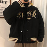 Chicmy-Korean style, Korean men's outfit, minimalist style, street fashion LAS VEGAS VARSITY JACKET