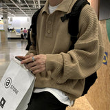 Chicmy-Korean style, Korean men's outfit, minimalist style, street fashion No. 5246 KNITTED QUAER BUTTON-UP SHI SWEATER