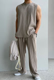 Chicmy-Korean style, Korean men's outfit, minimalist style, street fashion No. 9524 PLEATED SLEEVELESS SHI & WIDE DRAWSTRING PANTS