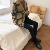 Chicmy-Korean style, Korean men's outfit, minimalist style, street fashion PLAID CARDIGAN