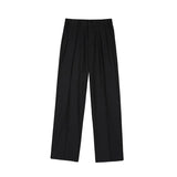 Chicmy-Korean style, Korean men's outfit, minimalist style, street fashion No. 9238 BLACK FOLDED STRAIGHT PANTS