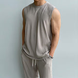 Chicmy-Korean style, Korean men's outfit, minimalist style, street fashion No. 9524 PLEATED SLEEVELESS SHI & WIDE DRAWSTRING PANTS