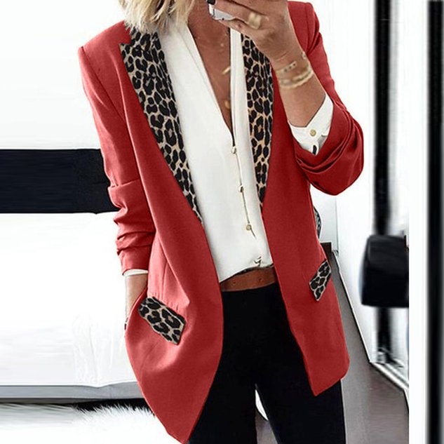 ChicmyCasual Leopard Long Sleeve Blazer