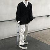 Chicmy-Korean style, Korean men's outfit, minimalist style, street fashion NO. 578 V-NECK SWEATER