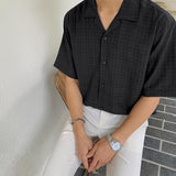 Chicmy-Korean style, Korean men's outfit, minimalist style, street fashion No. 1713 PLAID V-NECK SHI