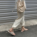 Chicmy-Korean style, Korean men's outfit, minimalist style, street fashion No. 1741 PLEATED DRAWSTRING SWEATPANTS