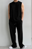 Chicmy-Korean style, Korean men's outfit, minimalist style, street fashion No. 9524 PLEATED SLEEVELESS SHI & WIDE DRAWSTRING PANTS