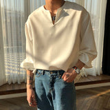 Chicmy-Korean style, Korean men's outfit, minimalist style, street fashion No. 6575 V-NECK CUFF LONGSLEEVE