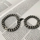 Chicmy-Korean style, Korean men's outfit, minimalist style, street fashionANCIENT DARK SILVER CHAIN BRACELET