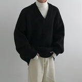 Chicmy-Korean style, Korean men's outfit, minimalist style, street fashion NO. 578 V-NECK SWEATER