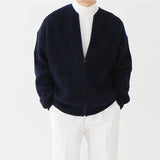 Chicmy-Korean style, Korean men's outfit, minimalist style, street fashion No. 4454 KNITTED ROUND-NECK CARDIGAN SWEATER