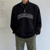 Chicmy-Korean style, Korean men's outfit, minimalist style, street fashion No. 4100 HALF ZIP-UP COLORADO TULENECK SWEATER