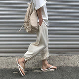 Chicmy-Korean style, Korean men's outfit, minimalist style, street fashion No. 1741 PLEATED DRAWSTRING SWEATPANTS