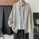 ChicMy-Fall Outfits  Plaid Long Sleeve Shirts Men Loose 2024 autumn Korean Chic Coat Checker Blouses Single Breasted Harajuku Jackets