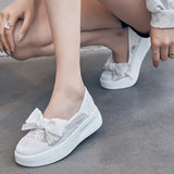 Chicmy Fashion Summer Shoes Women Flats Butterfly knot Elegant Ladies Casual Shoes Thick Sole Sweet Women Shoes White Green A4526