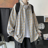 ChicMy-Fall Outfits  Plaid Long Sleeve Shirts Men Loose 2024 autumn Korean Chic Coat Checker Blouses Single Breasted Harajuku Jackets