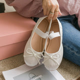 Chicmy Classic Silk Ballet Shoes Elastic Band Ballet Shoes Women Round Toe Bowtie Women Flats Elegant Valentine Shoes 03