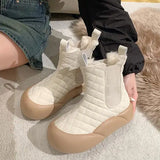 Chicmy Lolita Boots Boots-Women Zipper Shoes Round Toe Australia Winter Footwear Flat Heel Ankle Rubber Snow Low Ladies Rome Fabri