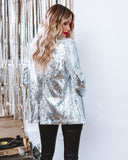 Chicmy Black Sequin Shinny Shirt Jacket Women Casual Loose Blazer Stage Party Nightclub Costume Chemise Homme Disco Camisas