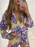 Chicmy Long Sleeve Single-Breasted Top + Broad-Legged Shorts Set Fashion Ladies Sexy Solid Suits 2023 Summer 2 Piece Outfits For Women