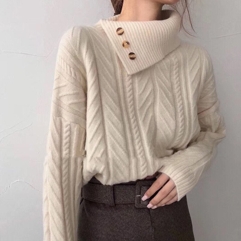 Chicmy Turtleneck New Winter Sweater Women Pullover Girls Tops Knitting Vintage Oversize Autumn Female Knitted Outerwear Warm Sweaters