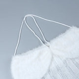 Chicmy  Cut Out Halter Tube Tops Fashion Summer Club White Vintage Feather Women Sexy Y2k Lace Up Knitted 2023 Crop Top