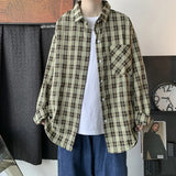 ChicMy-Fall Outfits  Plaid Long Sleeve Shirts Men Loose 2024 autumn Korean Chic Coat Checker Blouses Single Breasted Harajuku Jackets