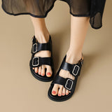 Chicmy 2023 summer women's outerwear sandals Ladies' casual flats Stylish metal design black rubber shoes work wear free shipping