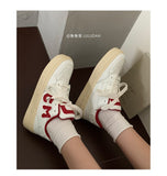 Chicmy INS Brand Leather Women's Sneakers White Platform Casual Lace Up Flats Woman Sports Sneakers Female Vulcanized Shoes 2023 NEW